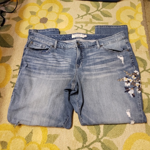 torrid Denim - Torrid distressed embroidered boyfriend jean